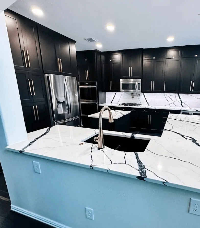 Kitchen remodeling project in Pearland, TX taken from dated to showpiece